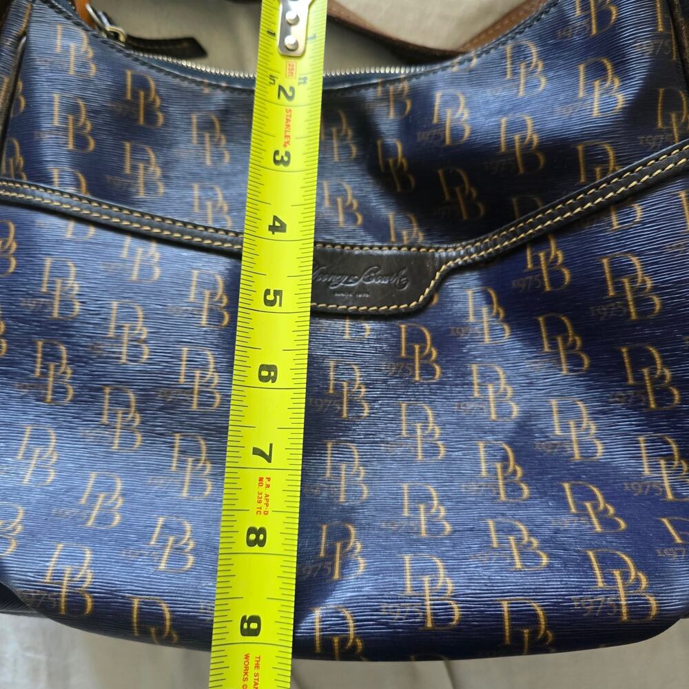 Dooney and Bourke 1975 Signature Collins Navy Shoulder Bag Coated Canvas Leather - Picture 9 of 10